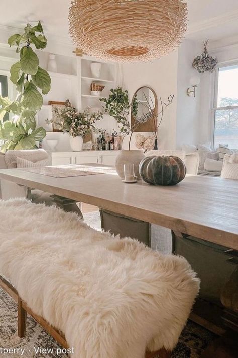 Modern Farmhouse Decor Ideas, Natural Rugs, Scandinavian Area Rugs, Country Style Decor, Couch Cover, Farmhouse Interior, Dining Table With Bench, Meditation Space, Area Rug Sizes