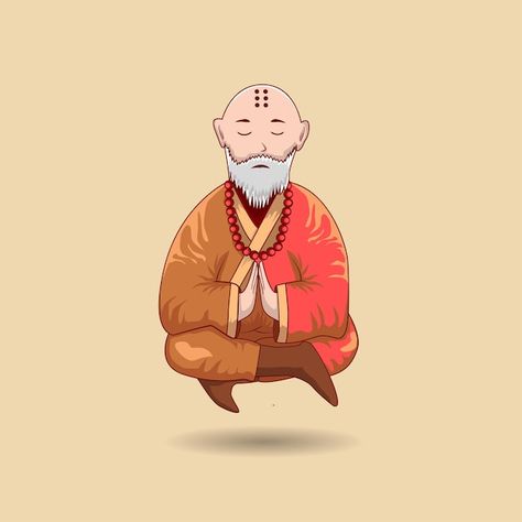 Monk Cartoon, Meditate Illustration, Monk Illustration, Meditation Illustration Art, Meditation Illustration, Monk Meditation, Shaolin Monks, Buddhist Monk, Visual Communication