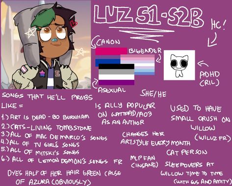 Luz Headcanons, Luz The Owl House, Toh Redesigns, Luz And Amity, Art Is Dead, Freaks And Geeks, Owl Family, Hoot Owl, She & Him