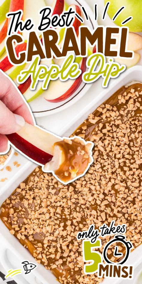 Enjoy our delicious caramel apple dip, made with creamy cheese, caramel, and toffee bits. Ready in minutes and perfect for any gathering with fresh apple slices. Caramel Toffee Dip, Fall Dessert Recipes Apple, Toffee Apple Dip, Cream Cheese Apple Dip, Fall Recipes Snacks, Caramel Apple Dip Recipe, Toffee Dip, Apple Dip Recipe, Apple Cake Recipe Easy