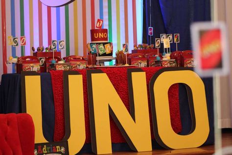 Awesome Uno themed first birthday party! See more party ideas at CatchMyParty.com! Uno Birthday Party, Uno Party, Uno Birthday, Birthday Party Images, Baby Boy 1st Birthday Party, 1st Birthday Party Invitations, 1st Birthday Party Themes, First Birthday Party Themes