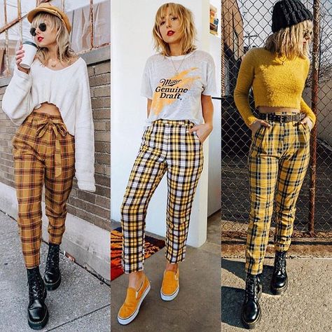 Hipster outfit Edgy Hipster, Plaid Pants Outfit, Alternative Girl, Alternative Grunge, Expensive Clothes, Style Hijab, Style Looks, Alternative Rock, Gothic Style