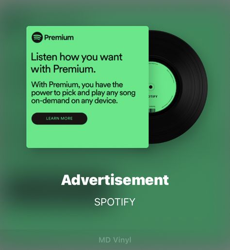 Spotify Advertisement, Spotify Advertising, Track, Songs, Vinyl