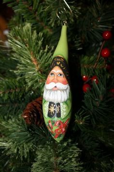 Painted Gourds on Pinterest | 95 Pins Kim Diehl Quilts, Gourd Ornaments, Santa Paintings, Gorgeous Gourds, Light Bulb Ornaments, Hand Painted Gourds, Santa Art, Santa Crafts, Holiday Artwork