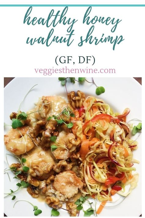 Honey Cashew Shrimp, Gluten Free Honey Walnut Shrimp, Healthy Honey Walnut Shrimp, Asian Prawns, Walnut Shrimp Recipe, Triglycerides Diet, Rainbow Slaw, Slaw Salad, Salad Veggies