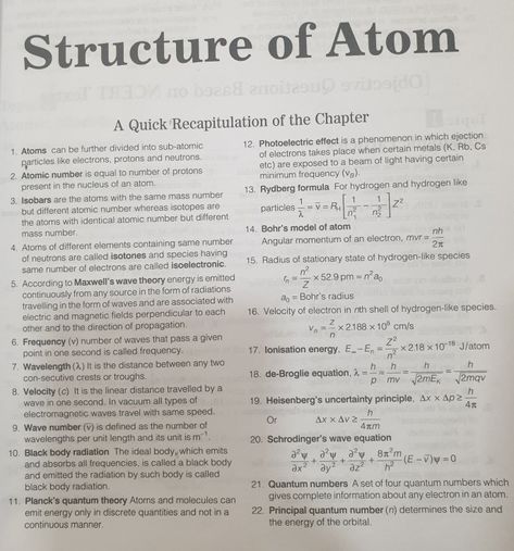 Structure Of Atom Mind Map, Atomic Structure Formula Sheet Class 11, Structure Of Atom Notes Class 11, Atomic Structure Notes, Atom Notes, Structure Of Atom, Atom Structure, 11th Chemistry Notes, Chem Notes