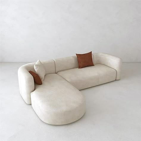 Minimalistic yet comfy L-shaped sofa. *paid ad* Apartment Reception, L Shaped Sofa Designs, Mood Board Bedroom, Velvet Sofa Set, Cat Hotel, Sofa L, Corner Sofa Design, Minimalist Sofa, Couch For Living Room