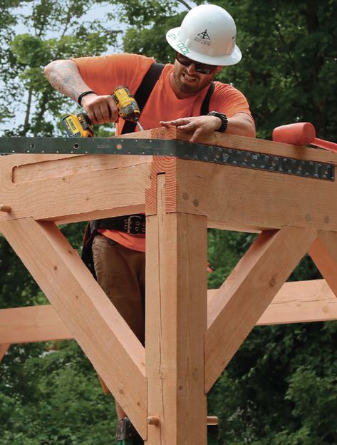 Timber Frame Interior, Timber Frame Joints, Timber Frame Pergola, Timber Frame Garage, Timber Framing Tools, Timber Joinery, Timber Frame Joinery, Post And Beam Construction, Diy Awning