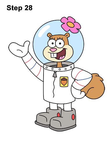 How to Draw Sandy Cheeks (SpongeBob SquarePants) All Spongebob Characters, Spongebob Characters Drawings, Sandy From Spongebob, Sandy Cheeks Spongebob, Sandy Spongebob, Spongebob And Sandy, Spongebob Cartoon, Spongebob Drawings, Spongebob Painting