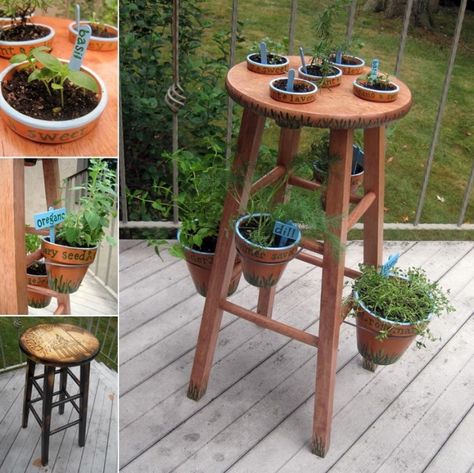 WhatToDoWithOld What To Do With Old Bar Stools? Stool Repurpose, Bar Stools Repurposed, Beautiful Planters, Bar Stool Makeover, Stool Ideas, Painted Bar Stools, Diy Bar Stools, Turquoise Paint, Stool Makeover