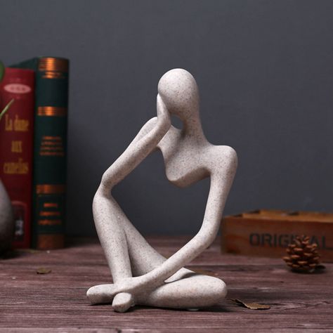 Thinking Statue, Character Statue, Human Sculpture, Resin Sculpture, Nordic Modern, Desktop Decor, Diy Decor Crafts, Decor Figurines, Figurative Sculpture