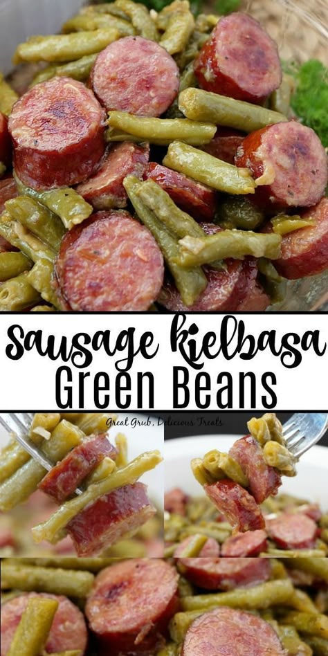 Green Beans And Kielbasa, Keto Kielbasa Sausage Recipes, Kielbasa Green Beans, Sausage And Green Beans, Kielbasa Recipe, Amish Food, Keto Veggies, Veggie Plate, Smoked Sausage Recipes