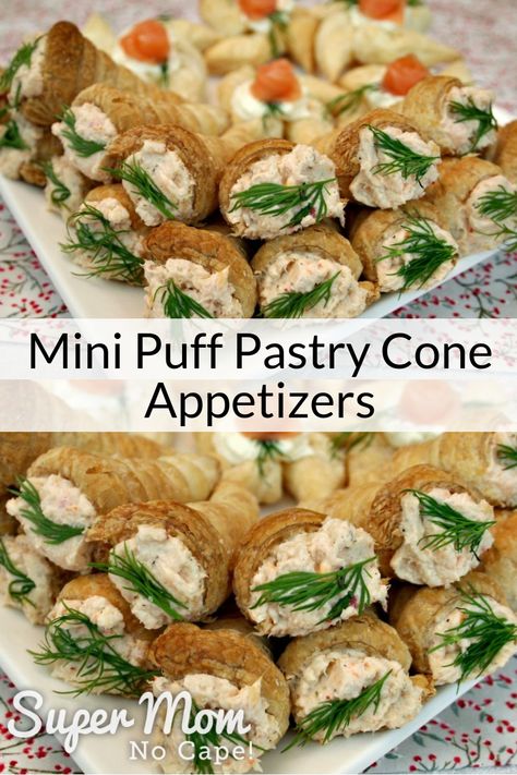 Mini Puff Pastry Cone Appetizers are quick and easy to make from frozen puff pastry. Impress your guests without spending hours in the kitchen! #recipes #appetizers #partyfood #horsdoeuvre Cone Appetizers, Mini Puff Pastry, The Kitchen Recipes, Christmas Entertainment, Appetizers Recipes, Recipes Appetizers, Quick Appetizers, Frozen Puff Pastry, Amazing Appetizers