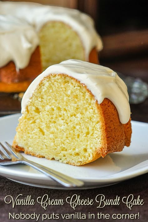 Vanilla Bundt Cake Recipes, Cream Cheese Bundt Cake, Sweet Potato Pound Cake, Vanilla Cream Cheese, Rock Recipes, Cream Cheese Glaze, Cake Vanilla, Vanilla Glaze, Furano