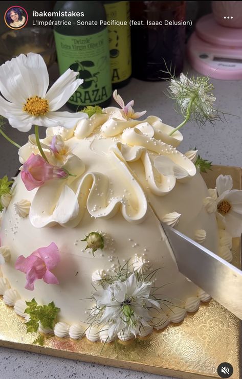 Lemon Cake With Fruit On Top, Dome Cake, Flower Cake Design, Kitchen Looks, Organic Cake, Landscape Flowers, Cake Dome, Cake Trends, Classic Cake