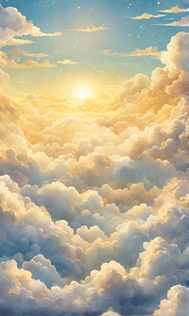 Fantasy Sky Art, Sky Fantasy Art, Heaven Clouds, Heavenly Clouds, Fantasy Sky, Fantasy Fields, Cartoon Sky, Clouds Sunrise, Sunny Sky