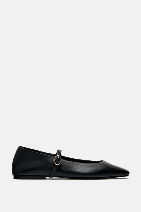 LEATHER BALLET FLATS - Black | ZARA United States Black Ballet Flats, Leather Mary Janes, Leather Ballet Flats, Zara United States, Ballet Flats, Mary Janes, Ballet, Buckle, Zara