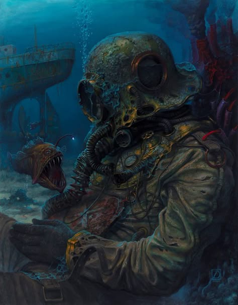 Deep Sea Diver Art, Diver Art, Deep Sea Diver, Deep Sea Diving, Hp Lovecraft, Underwater Art, Historical Artwork, Diving Suit, Leagues Under The Sea