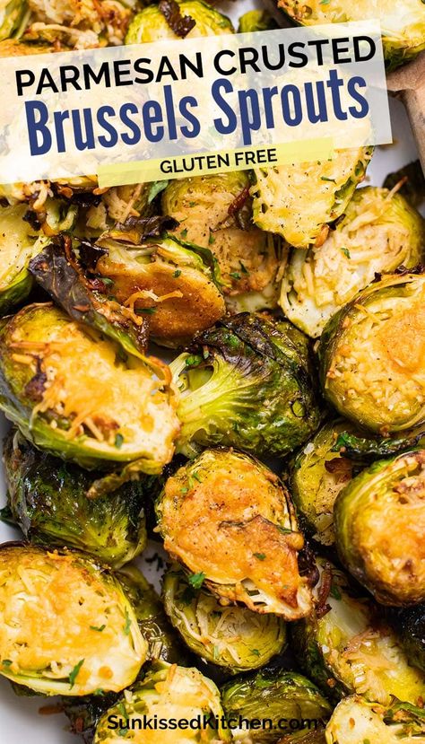 Parmesan Crusted Brussels Sprouts Oven Roasted Brussel Sprout Recipes, Parmesan Brussel Sprout Recipes, Oven Brussel Sprout Recipes, Brussel Sprout Recipes Oven Roasted, Fried Brussel Sprouts Crispy, Roasted Brussel Sprouts Parmesan, Gluten Free Brussel Sprouts, Pan Fried Brussel Sprouts, Brussels Sprouts Roasted