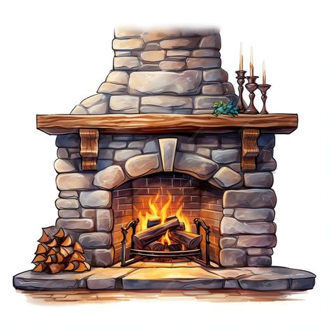 Wood Stove Aesthetic, Cozy Drawing Ideas, Fireplace Reference, Fireplace Artwork Ideas, Cartoon Fireplace, Fantasy Fireplace, Chimney Drawing, Cottagecore Fireplace, Christmas Fireplace Drawing