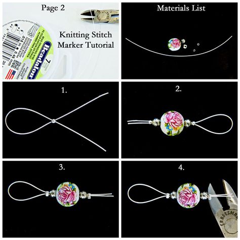 How to Make Stitch Markers                                                                                                                                                     More Stitch Markers Diy, Stitch Markers Knitting, Diy Marker, Diy Knit, Crochet Knit Stitches, Crazy Quilting, Stitch Marker, Bead Stitching, Bracelet Diy