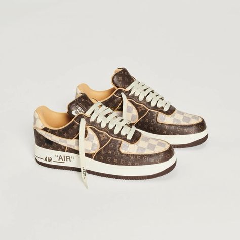 Nike x Louis Vuitton #nike #airforce #louisvuitton #moda Zapatillas Louis Vuitton, Zapatillas Nike Air Force, Virgil Abloh Louis Vuitton, Fat Joe, Louis Vuitton Sneakers, Nike Air Force 1s, White Sneakers Men, Brown Sneakers, Louis Vuitton Shoes