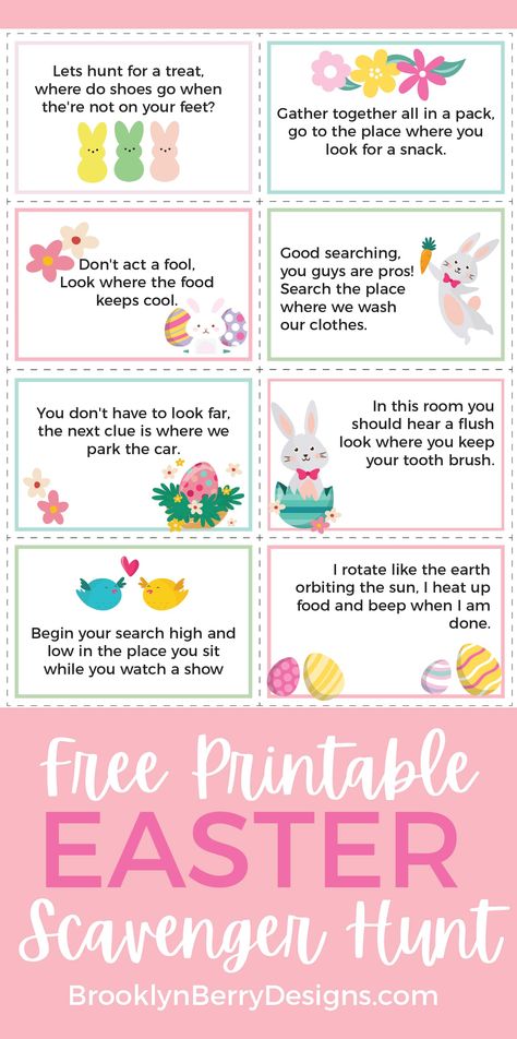 Easter Bunny Egg Hunt, Easter Basket Hunt Clues Free Printable, Printable Easter Scavenger Hunt Clues, Easter Bunny Scavenger Hunt Clues, Free Easter Egg Hunt Clues, Easter Egg Clues Free Printable, Easter Bunny Hunt Ideas, Diy Easter Activities For Kids, Easter Basket Scavenger Hunt Clues Free Printable