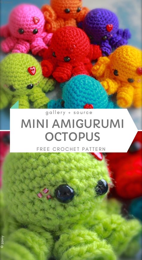 Cute Amigurumi Octopus Ideas | Pattern Center Pocket Amigurumi, Crochet Minis, Octopus Crochet Pattern Free, Knot Knitting, Amigurumi Bee, Amigurumi Octopus, Crochet Stuffies, 2023 Crochet, Octopus Crochet