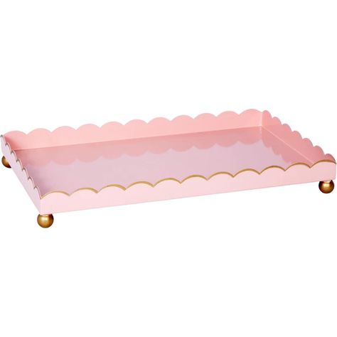 Trays – Biscuit Home Biscuit Home, Pink Tray, Bespoke Beds, Gold Tray, Preppy Room, Metal Trays, Blush And Gold, Elegant Interiors, Scalloped Edges