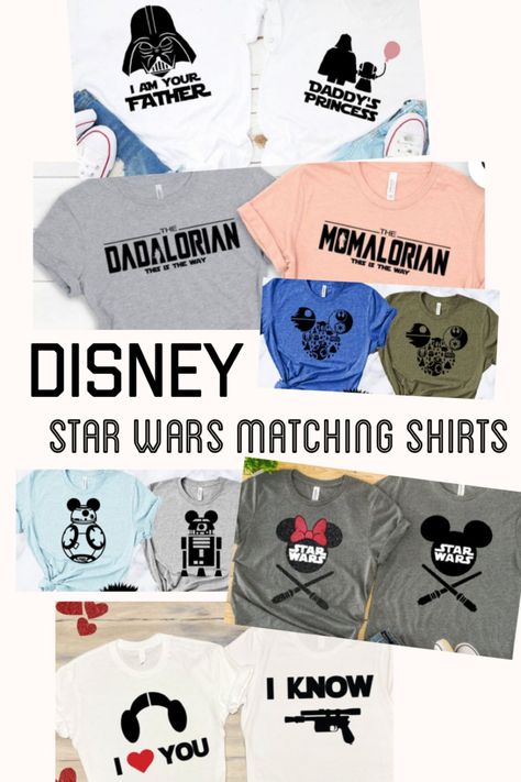 Star Wars matching Shirts, Father … curated on LTK Star Wars Disney World Shirts, Star Wars Family Shirt, Family Disney Outfits Star Wars, Starwars Disney Shirt Ideas, Star Wars Disneyland Shirt, Disney Family Shirts Star Wars, Hollywood Studios Shirts Star Wars, Disney Star Wars Shirts For Family, Star Wars Shirts For Disney