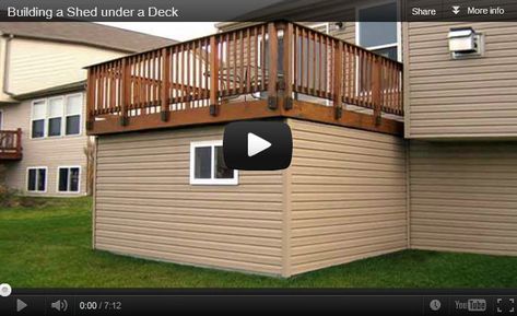 under deck storage ideas | Finally shot a video of my shed under my deck…. Shed Under Deck, Under Deck Storage, Fences Ideas, Deck Building Plans, Building A Storage Shed, Outdoor Improvements, Under Deck, Yard Deck, Deck Storage