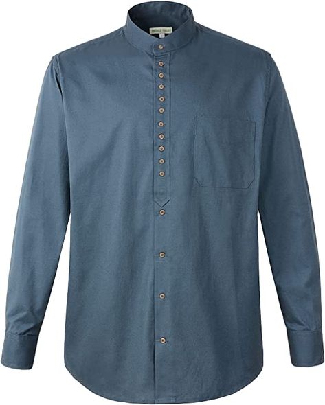 Traditional Irish Grandfather Collarless Long Sleeve Shirt at Amazon Men’s Clothing store Grandfather Shirts, Collarless Shirt, Irish Traditions, Cotton Linen, Casual Button Down Shirts, Denim Button Up, Long Sleeve Shirt, Clothing Store, Button Up Shirts