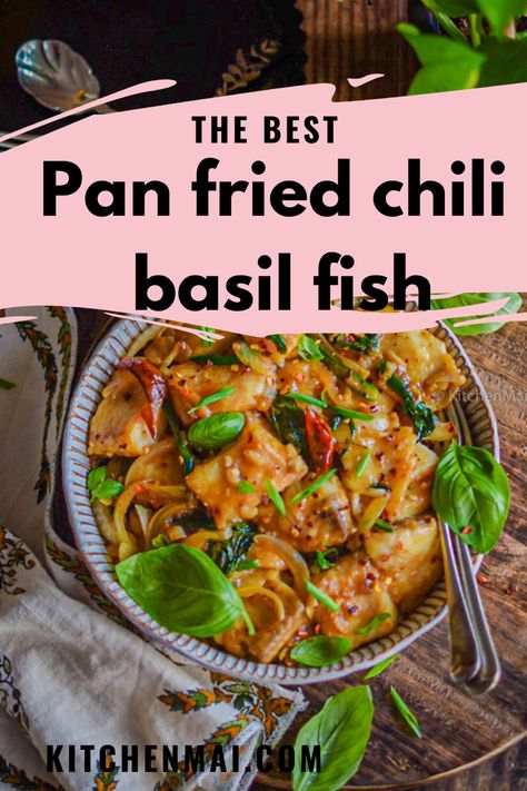 My chili basil stir fry with basa fish fillets is a delicious weekday dinner idea that you can pair alongside steamed rice, noodles or have it juat as is Pan Fried Basa Fish Recipes, Fried Basa Fish Recipe, Basa Recipe, Basil Stir Fry, Stir Fry Fish, Basa Fish Recipes, Fish Cutlets, Spicy Prawns, Pan Fried Fish