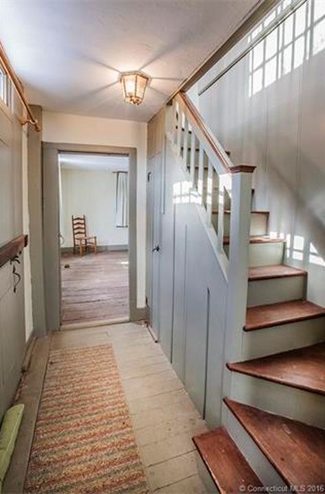 386 Browns Rd, Storrs Mansfield, CT 06268 | MLS #G10107214 | Zillow Wrap Staircase, Staircase Cottage, Stairs With Landing And Turn, Corner Stairs, Stairs Old House, Upstairs Downstairs 1971, Historic Home Staircase, Cottage Stairs, Colonial House Interior