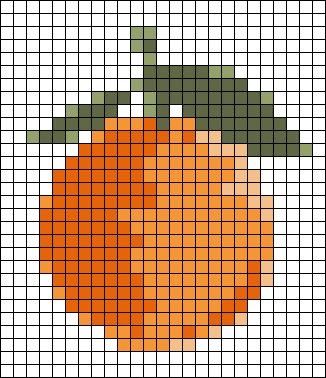 Orange Crochet Tapestry, Easy Needlepoint Patterns, Orange Cross Stitch Pattern, Strawberry Pixel Art Grid, Orange Alpha Pattern, Orange Cross Stitch, Alpha Pattern Grid, Fruit Alpha Pattern, Beaded Curtain Pattern