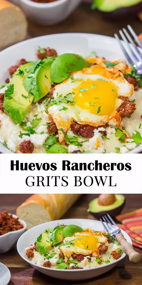 Grits Recipe Breakfast, Grits Bowl, Grits And Eggs, Grits Breakfast, Mexican Breakfast Recipes, Grits Recipe, Brunch Recipe, Fusion Food, Classic Southern