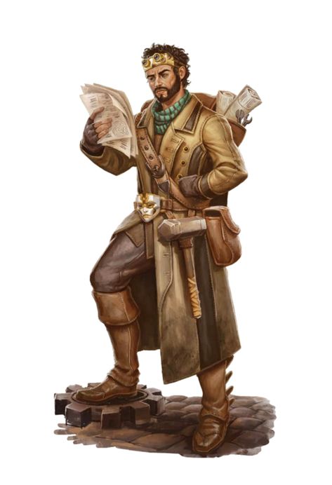 Simic Scientist Dnd, Dnd Shop Owner Art, Pathfinder Clockwork, Human Alchemist Dnd, Dnd Archeologist, Armorer Artificer Dnd Infiltrator, D&d Adventurer, Fantasy Carpenter, Artificer Dnd Male Human