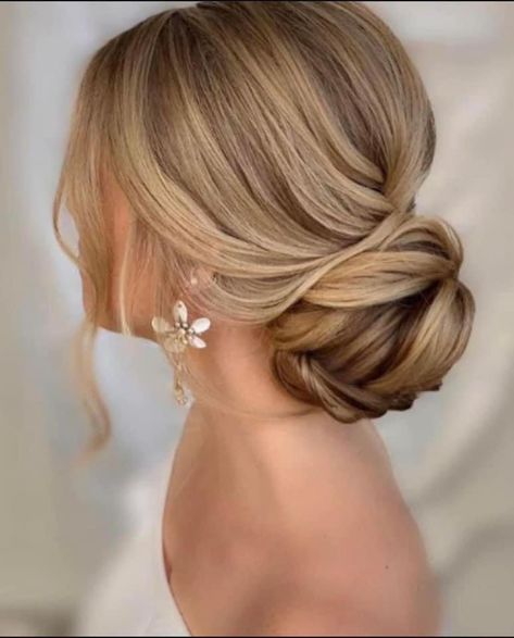 Soft Upstyles Wedding, Low Updo Long Hair, Sleek Bridal Hair Updo, Romantic Low Updo Wedding, Bridal Updo With Face Framing Pieces, Updo Covering Ears, Wedding Bridal Hair Updo, Bridal Updo With Pearls, Strapless Wedding Dress Hairstyles Updo