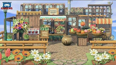 20 ACNH Shopping Center, Marketplace & Shop Ideas – FandomSpot Animal Crossing Island Inspiration, Farmers Market Stand, Acnh Cottagecore, Ac New Leaf, Animal Crossing Guide, Animal Crossing Wild World, Acnh Ideas, Animal Crossing Villagers, Stall Designs