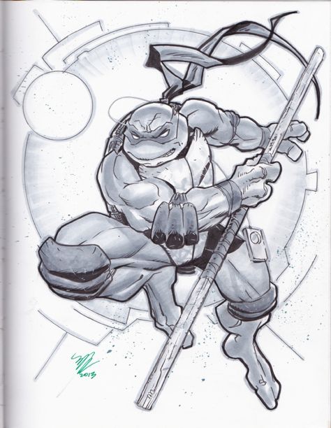 Donatello Tattoo, Donatello Art, Tmnt Tattoo, Ninja Turtle Tattoos, Ninja Turtle Drawing, Tmnt Donatello, Donatello Ninja Turtle, Donatello Tmnt, Disney Paintings