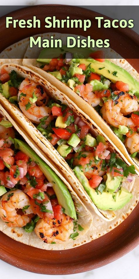 These Fresh Shrimp Tacos are a vibrant celebration of flavors! Loaded with perfectly grilled shrimp, fresh avocado, and zesty salsa, they’re not just a meal but a feast for your senses. Perfect for summer nights or any day you crave a bit of sunshine on your plate! Garlic Shrimp Tacos, Shrimp Tacos Mexican Style, Tacos Recipes Shrimp, Shrimp Tacos Recipe, Shrimp Tacos Easy, Homemade Banana Pudding Recipe, Shrimp Avocado Salad, Shrimp And Eggs, Shrimp Taco