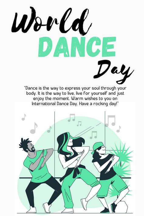 Happy Dance Day! World Dance Day Poster, International Dance Day Poster, International Dance Day Quotes, Dance Phrases, World Dance Day, Happy International Dance Day, Public Library Programs, International Dance Day, Dance Attire