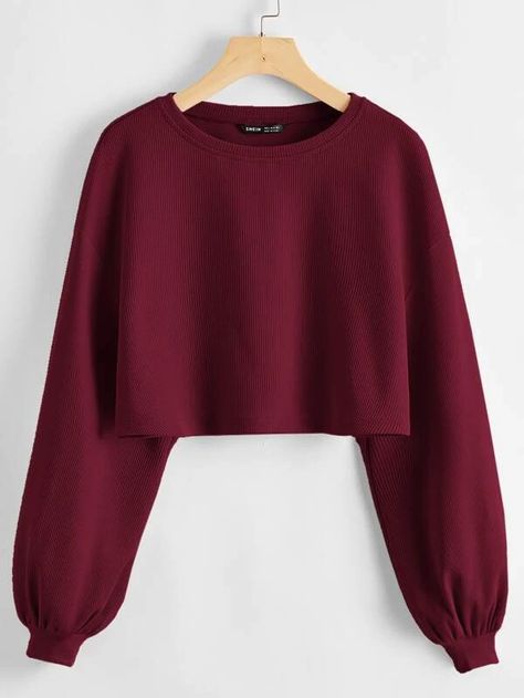 Drop Shoulder Crop Top | SHEIN USA Blusas Crop Top, Crop Tops Online, Girls Crop Tops, Trendy Fashion Tops, Easy Trendy Outfits, Crop Top Outfits, Cute Crop Tops, Cropped Tops, Crop Top Shirts