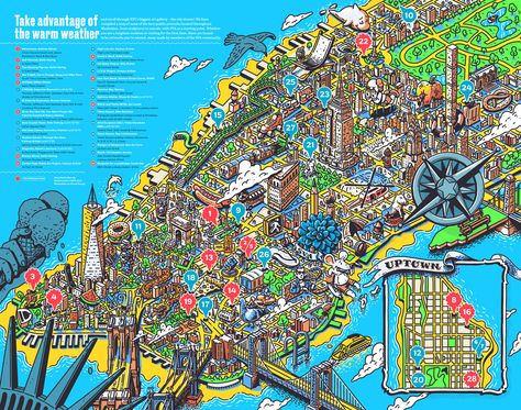 New York Map Illustration Projects | Photos, videos, logos, illustrations and branding on Behance New York Map Illustration, Map Of New York City, Cartoon Map, Isometric Map, New York Map, New York City Map, Public Artwork, Nyc Summer, Illustration Projects