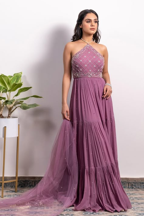 Halter Neck Anarkali, Anarkali With Dupatta, Function Dresses, Embroidered Anarkali, Indian Dresses Traditional, Traditional Indian Outfits, Indian Gowns Dresses, Designer Party Wear Dresses, Dupatta Set