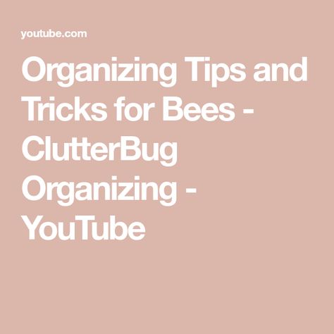 Organizing Tips and Tricks for Bees - ClutterBug Organizing - YouTube Bee Clutterbug, Clutterbug Bee, Bee Organization, Clutterbug Organization, Clutter Bug, Organizing Tips And Tricks, Fashion Organization, Organizing Tips, A Butterfly