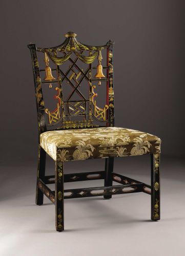 Furniture: English, A Chinese Chippendale Style Side Chair. English. Early TwentiethCentury. Polychromed wood and gilt. 39 in. high. The cr... Dreamy Furniture, Chinoiserie Furniture, Algorithm Design, Chippendale Furniture, Thomas Chippendale, Plumbing Pipe Furniture, Chippendale Chairs, Antique Bench, Chinoiserie Decor