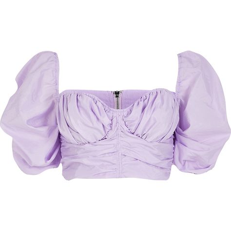 Purple Crop Top, Fancy Tops, Puff Sleeve Crop Top, Kpop Fashion Outfits, Cute Summer Outfits, Puff Sleeve Top, Stage Outfits, Outfits Summer, Kpop Fashion