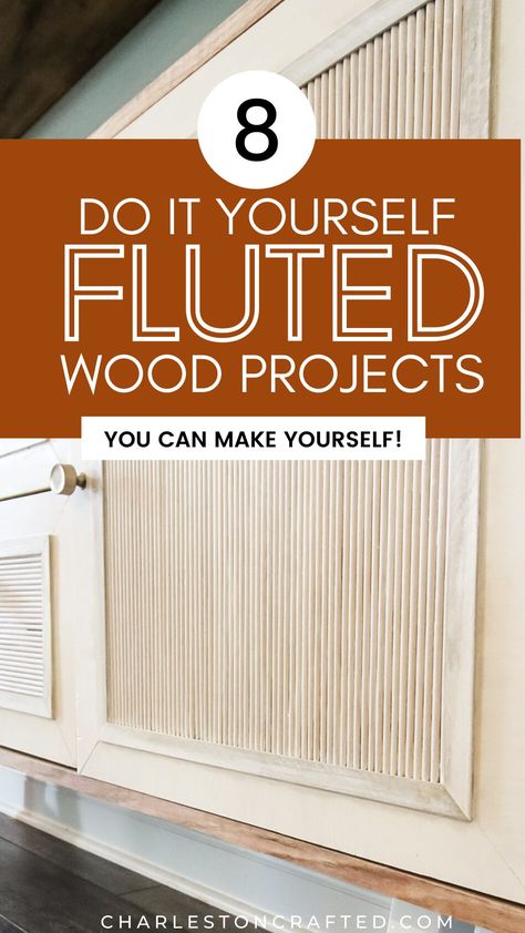 8 DIY fluted wood projects Fluted Wood Panel Diy, Diy Fluted Panel, Fluted Molding Ideas, Diy Fluted Wall Panel, Wood Slat Furniture, Fluted Wall Ideas, Wood Dowel Art, Cabinet Sides Panel Ideas, Cabinet End Panel Ideas Diy