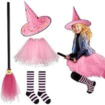 Halloween Toddler Witch, Pink Witch Costume, Toddler Witch Costume, Witch Costume Accessories, Pink Witch Hat, Toddler Witch Costumes, Cute Witch Hat, Barbie Witch, Kiss Costume